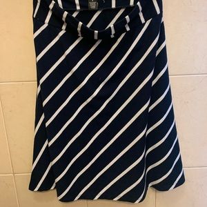 White and Blue Striped Flowy Skirt